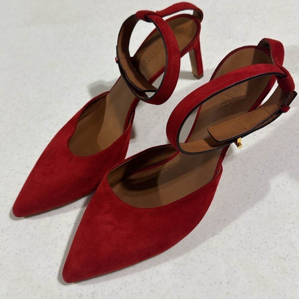 Rosetta Getty Red Pointy Toe Heels Size 40 - Picture 2 of 9